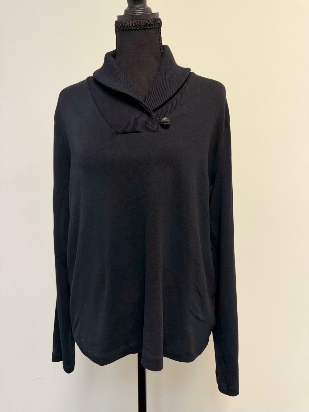 Ralph Lauren Black Ribbed V-Neck Top